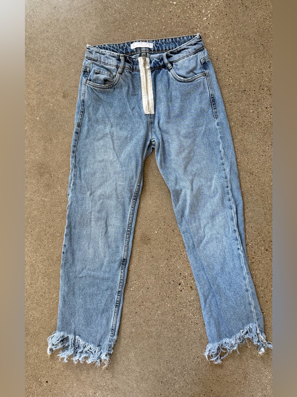 Zara Light Blue Denim Jeans with Gold Stitching